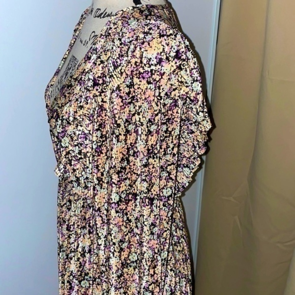 Pull & Bear ASOS plisse mini smock dress in pink floral print L gently preloved - Picture 11 of 14